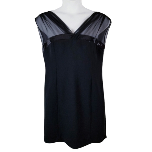 Evan Picone Womens Cocktail Dress Size 16 Sleeveless Sheer Neckline Sequin Sheer - Picture 1 of 16